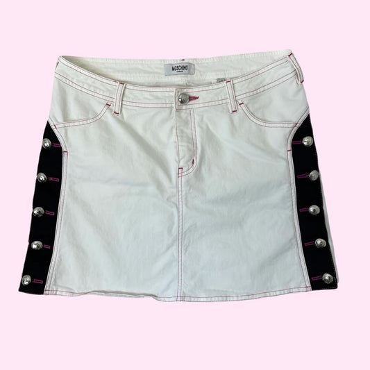 Vintage Moschino White Denim Skirt