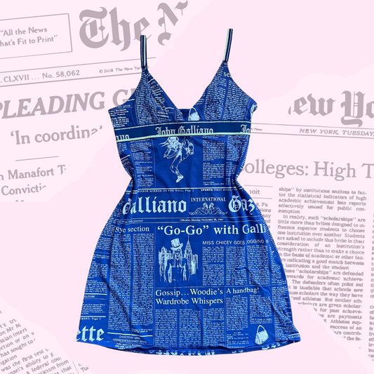 Vintage Galliano Blue Gazelle Newspaper Dress