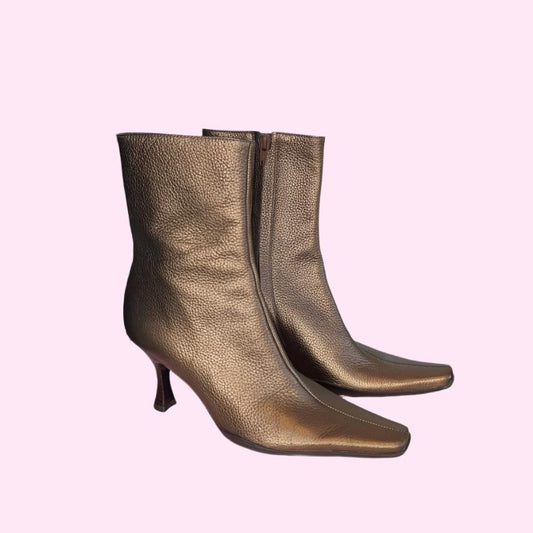 Vintage Bronze Ankle Boots