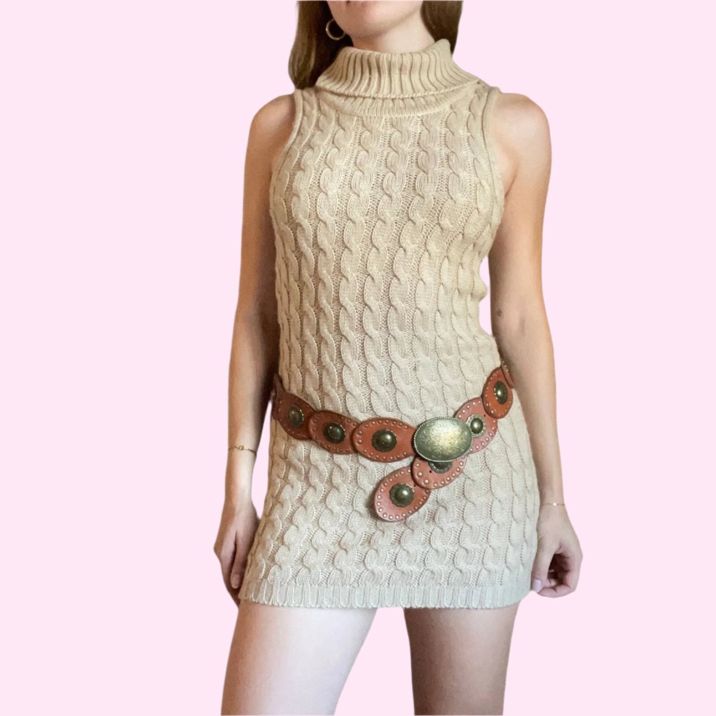 Vintage Cable Knit Sweater Dress