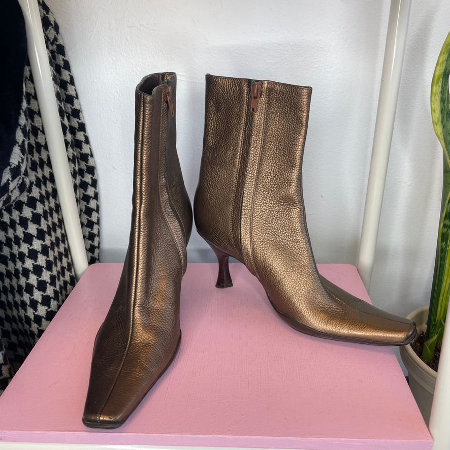 Vintage Bronze Ankle Boots