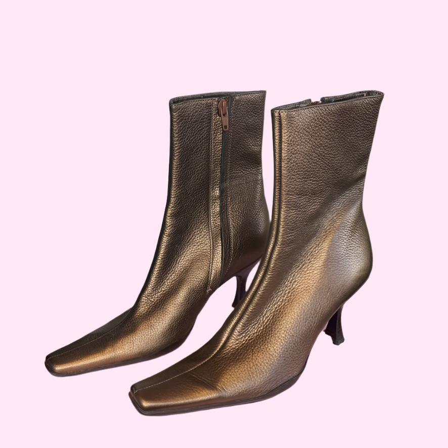 Vintage Bronze Ankle Boots