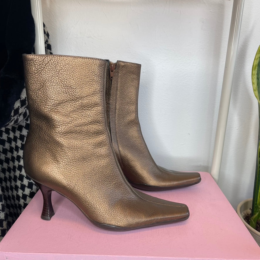 Vintage Bronze Ankle Boots