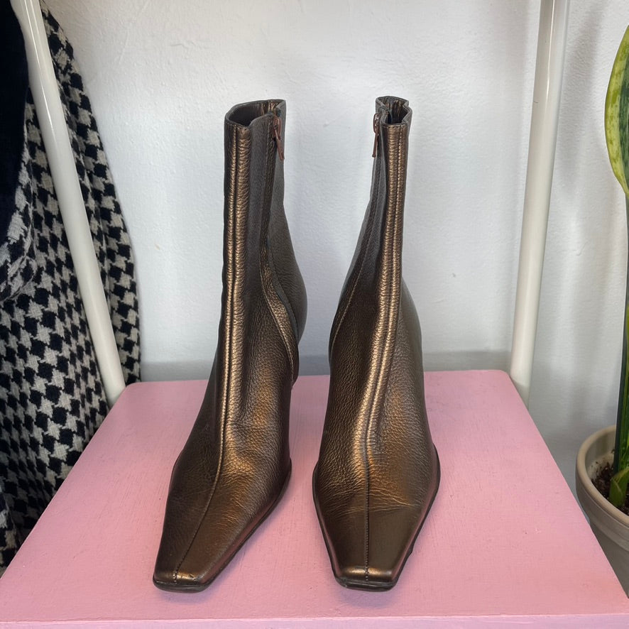 Vintage Bronze Ankle Boots