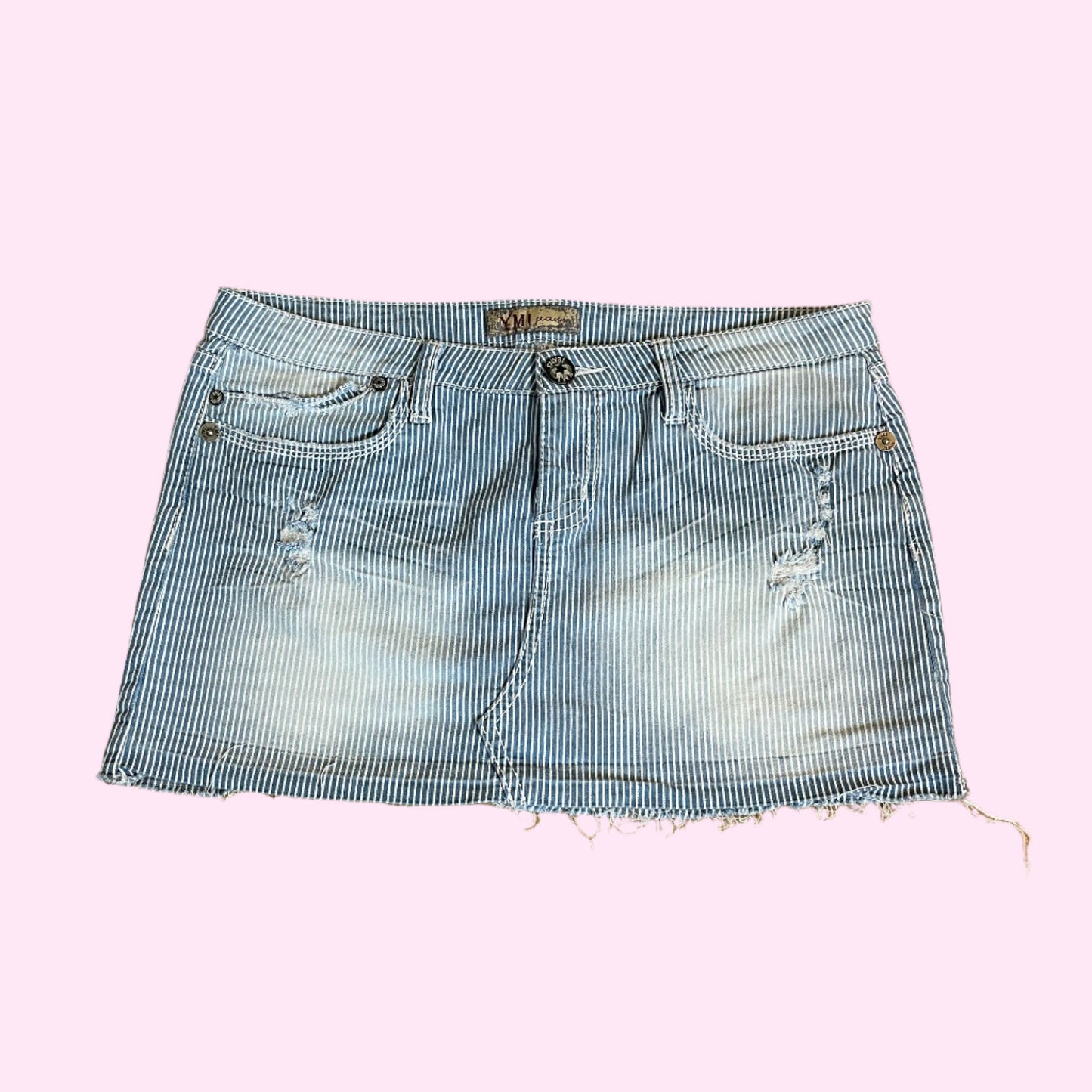 Vintage YMI Stripe Micro Denim Skirt