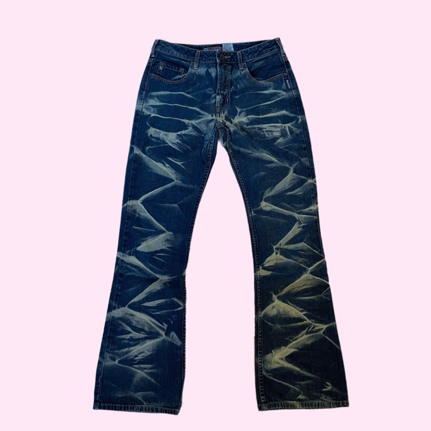 Vintage Bleach Dye Low Rise Jeans