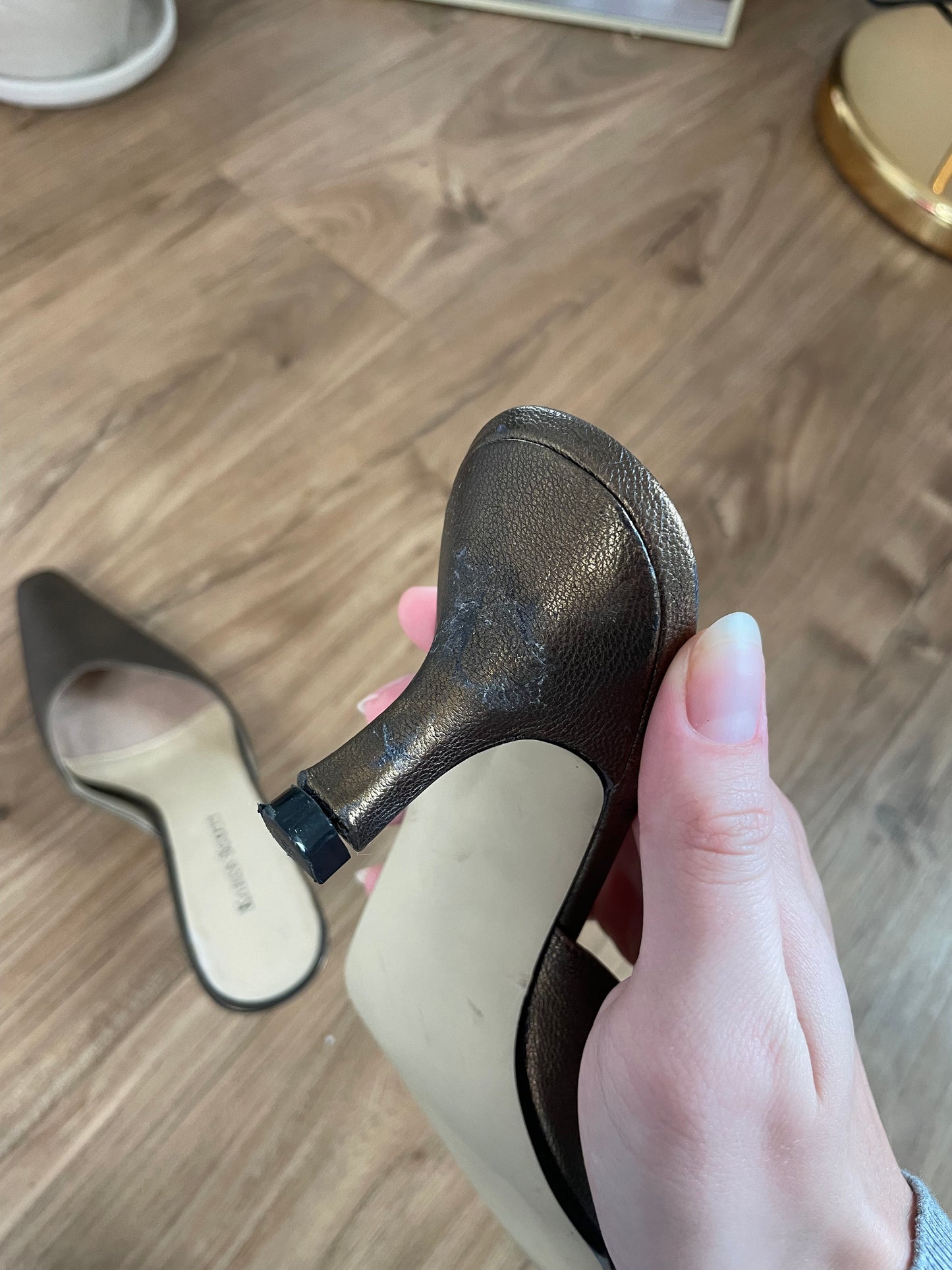 Vintage Bronze Pointed Mules