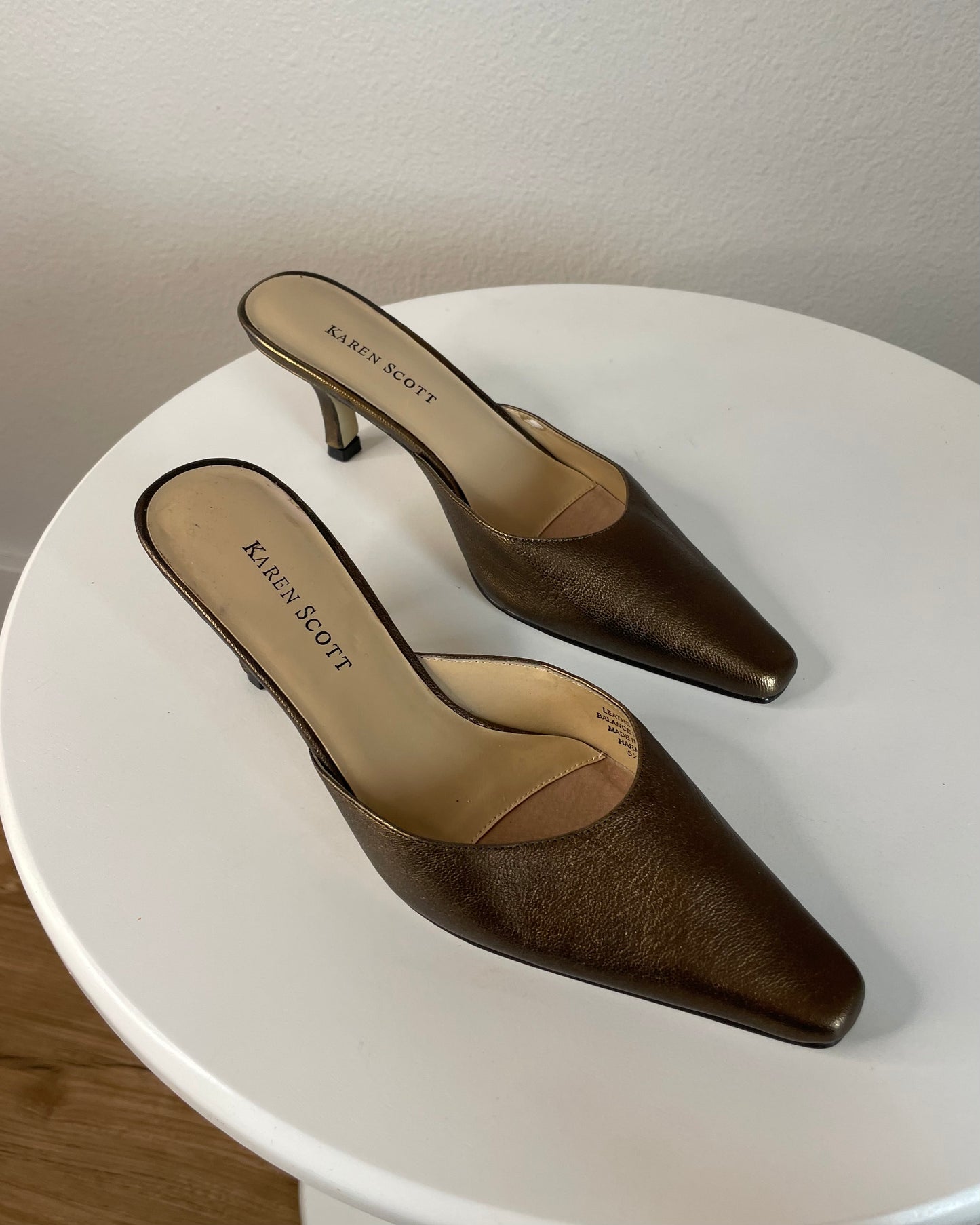 Vintage Bronze Pointed Mules