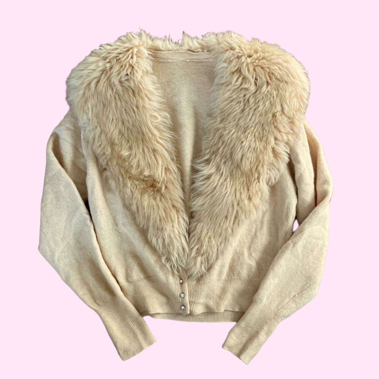 Vintage Fur Trim Cardigan