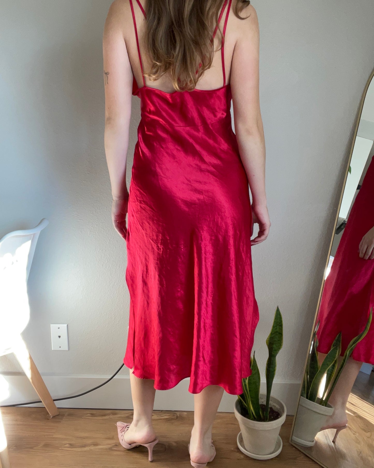 Vintage Red Maxi Slip Dress