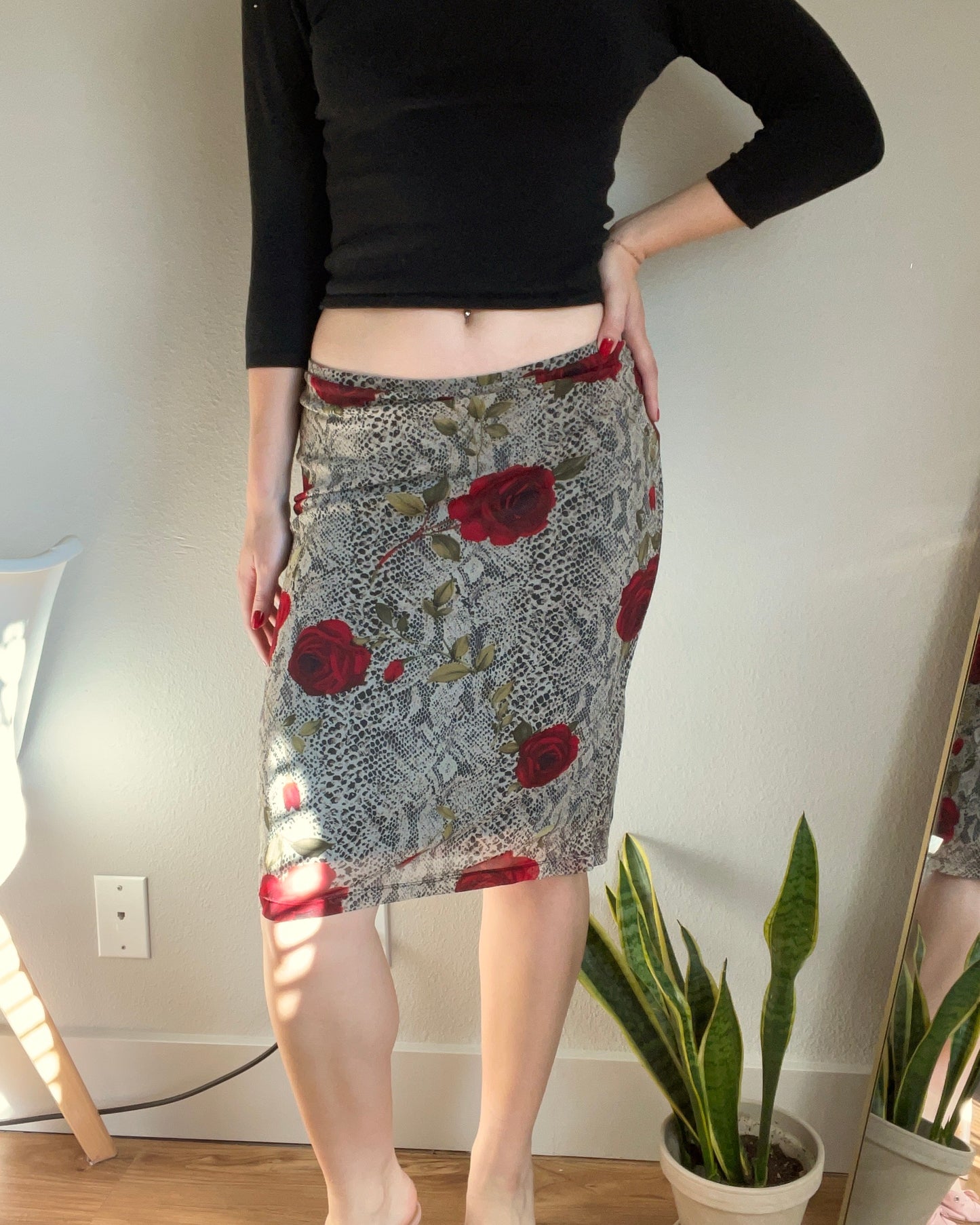 Vintage Express Printed Midi Skirt