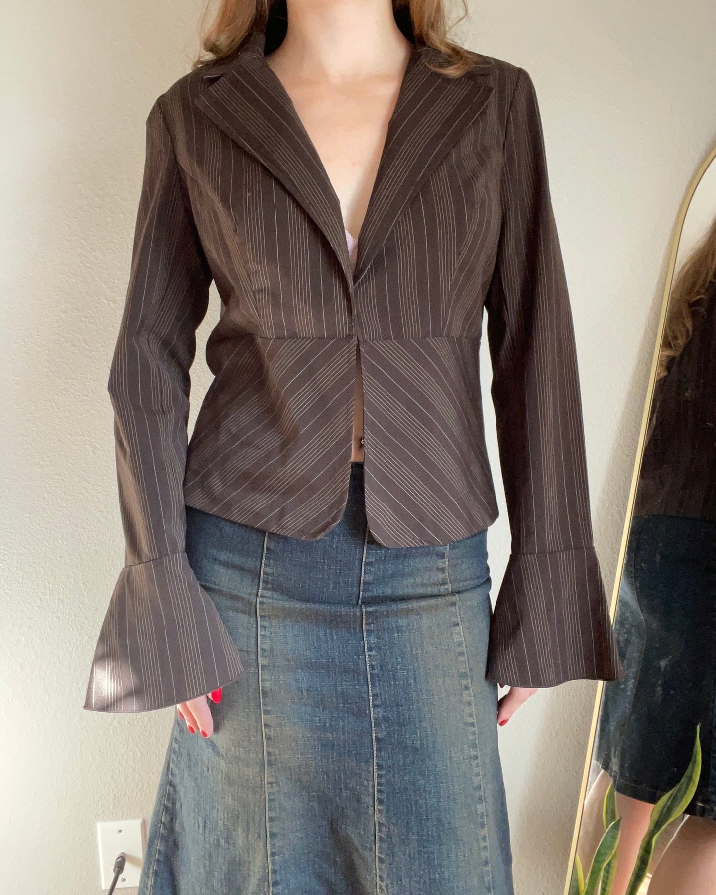 Vintage Brown Stripe Blazer