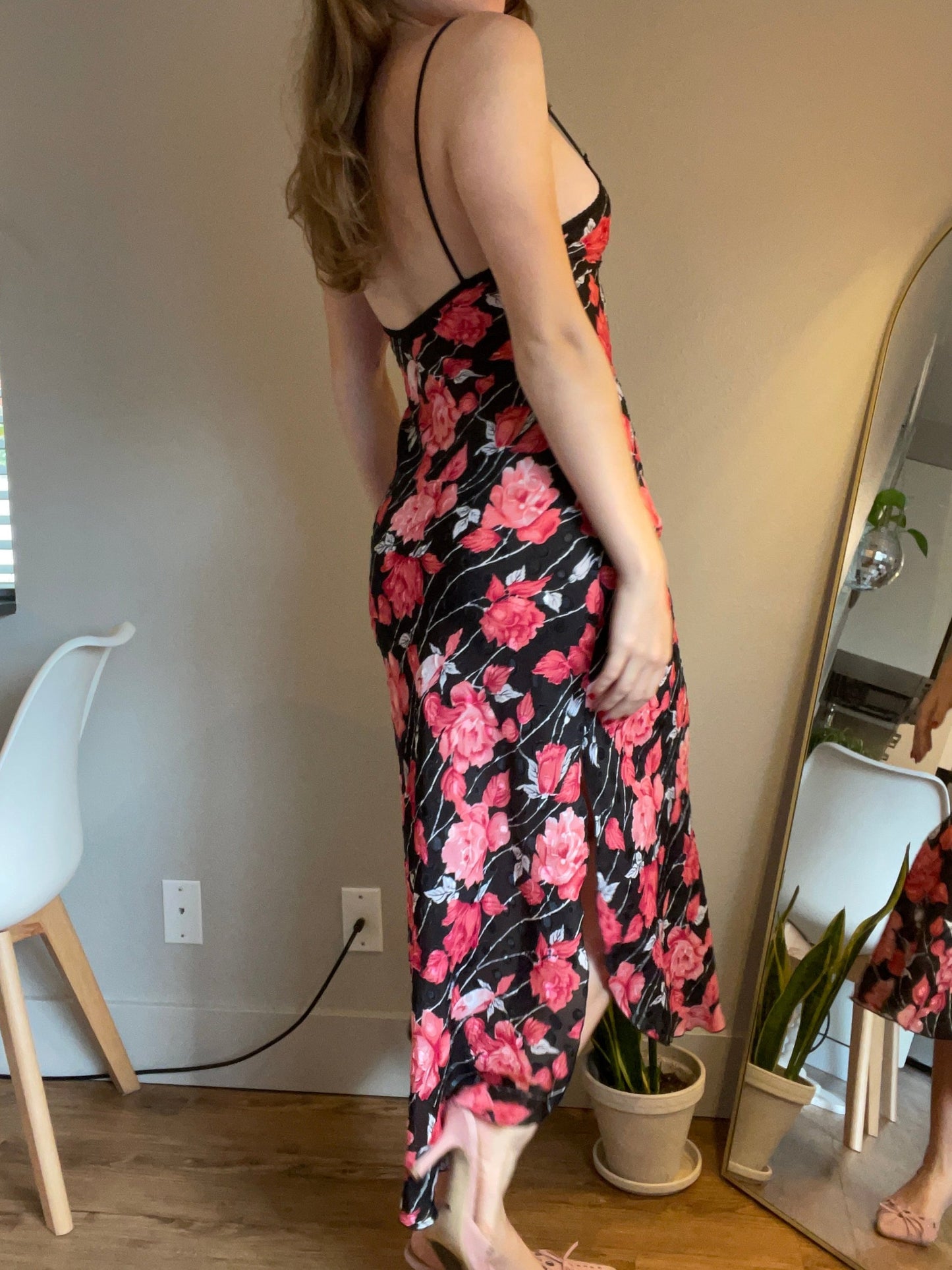 Vintage Floral Maxi Slip Dress