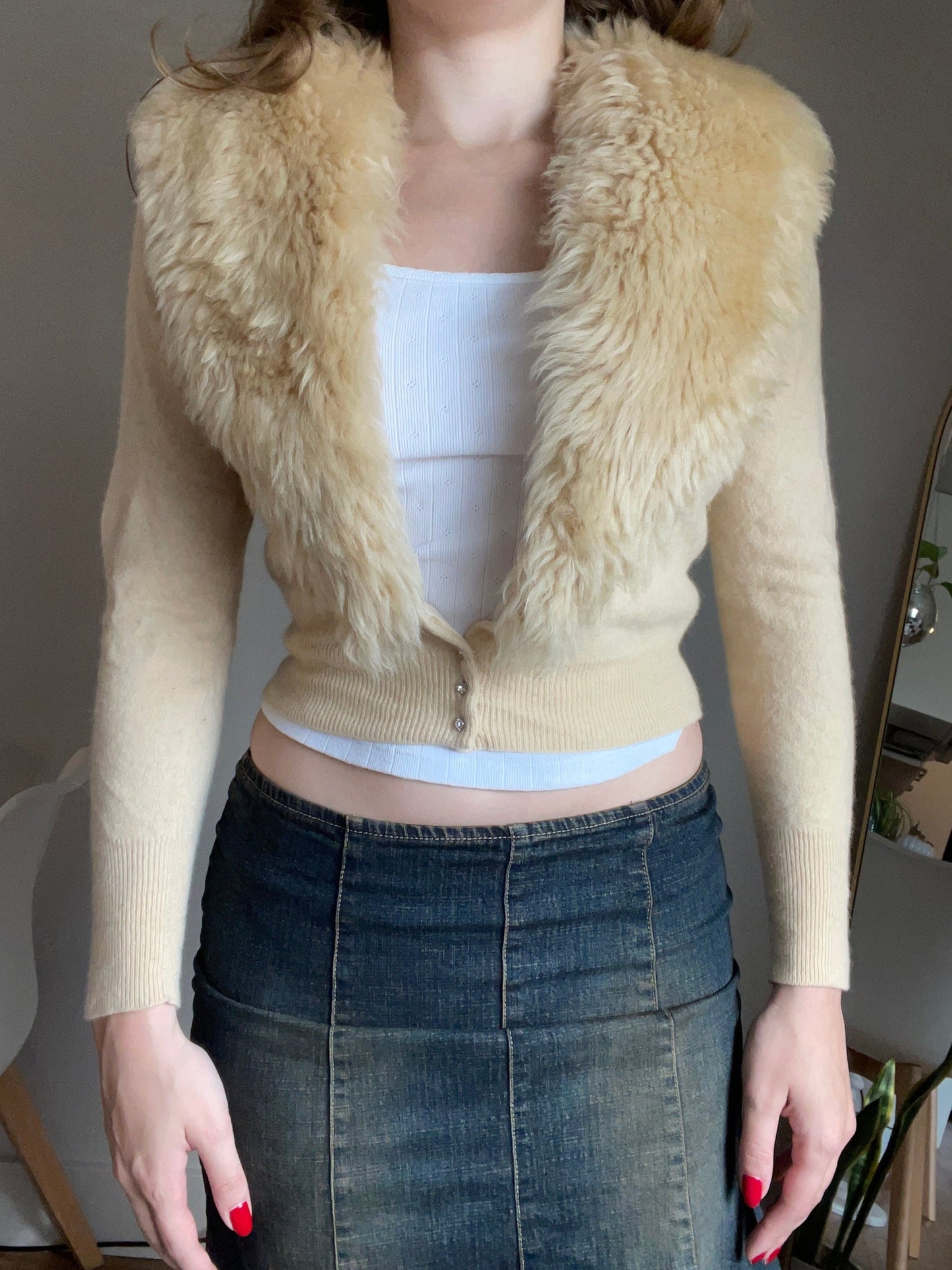 Vintage Fur Trim Cardigan