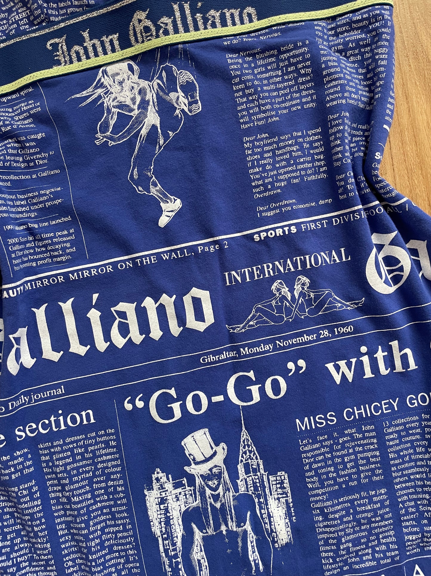 Vintage Galliano Blue Gazelle Newspaper Dress