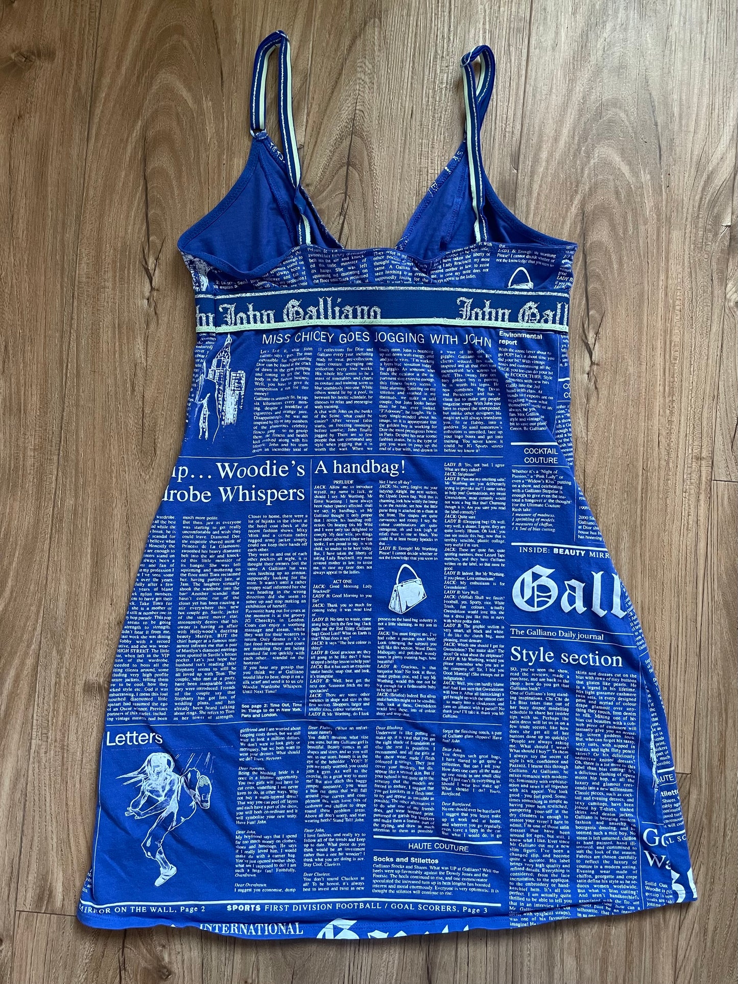 Vintage Galliano Blue Gazelle Newspaper Dress